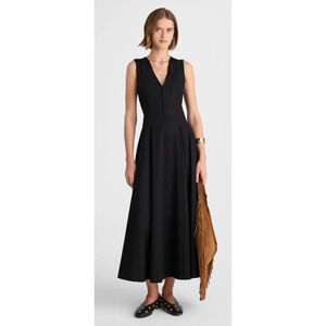 Madewell | NWT V-Neck Circle Midi Dress Black | Sz 2